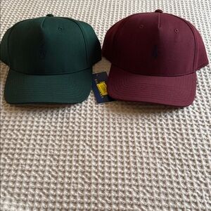 Polo Green and Burgundy Baseball Caps